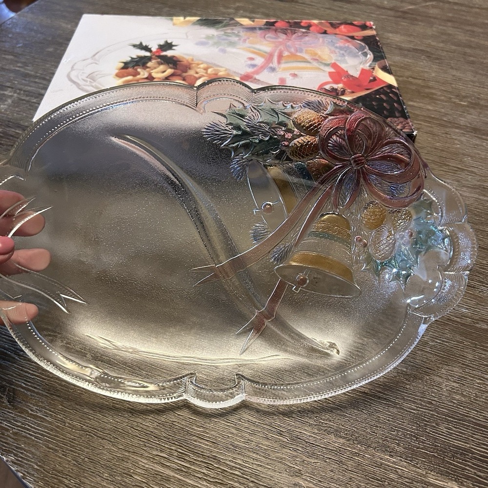 MIKASA Crystal Glass Festive Bells Divided Relish Tray WY160/345 - Picture 2 of 3